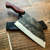 Handmade Custom Carbon Steel Kitchen Knife Set Damascus Blade Butcher and Chef Cleaver with Wood Handle for Vegetables Meat (Nakiri Knife-49)