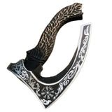 Handmade 10-Inch Carbon Steel Viking Pizza Axe Custom Kitchen Tool Ash Wood Bone Handle for Cutting Pizza Brownies Chef Knife (Pizza Axe-28)