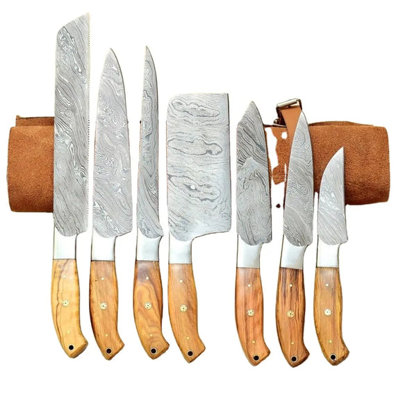 Professional Damascus Chef Knife Damascus Steel Chef and Top Quality Kitchen Knife Set with Pure Leather Sheath (Chef Knife-61)