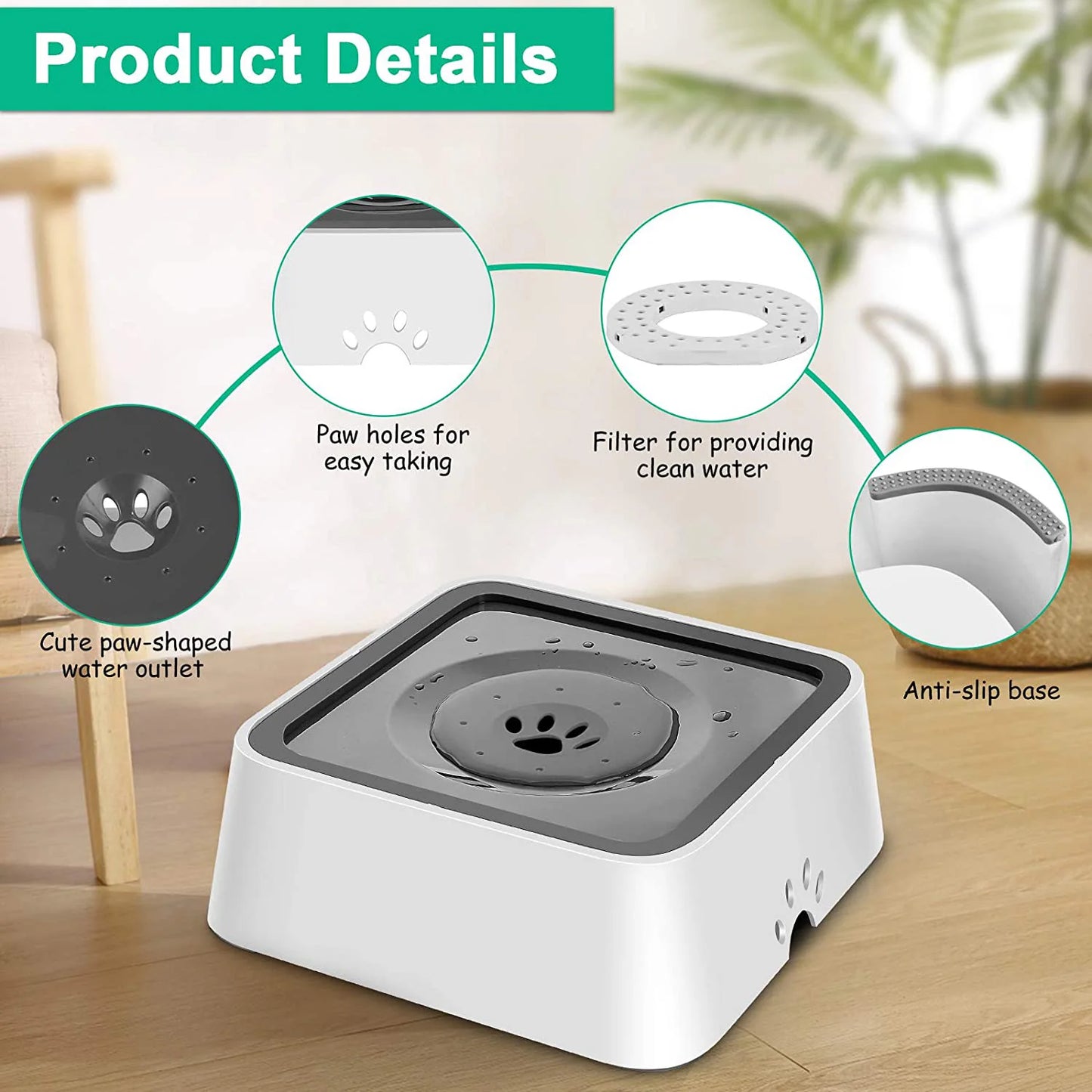 Dog Drinking Water Bowl 2l Floating Non-wetting Mouth Cat Bowl Without Spill Drinking Water Dispenser Abs Plastic Dog Bowl - Dog Feeders - AliExpress