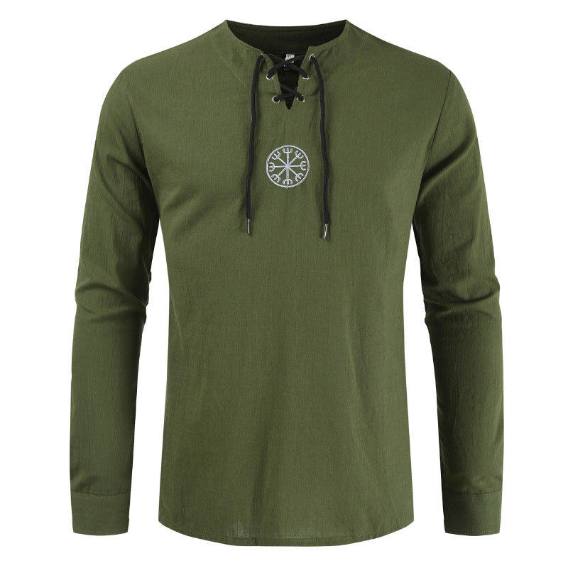 Men's Cotton & Linen Long-Sleeve Shirt – Casual Button-Up