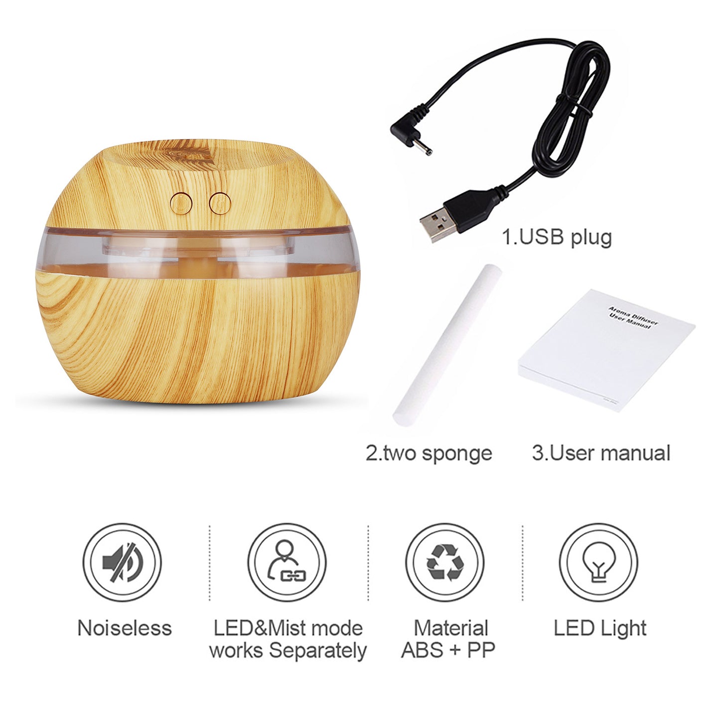 Household Appliances New Usb Wood Grain Humidifier Round Humidifier Mini Atomizer