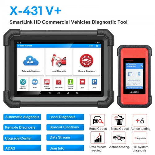 LAUNCH X431 V+ SmartLink HD Heavy Duty Truck Diagnostic Tool 12V 24V lastbiler