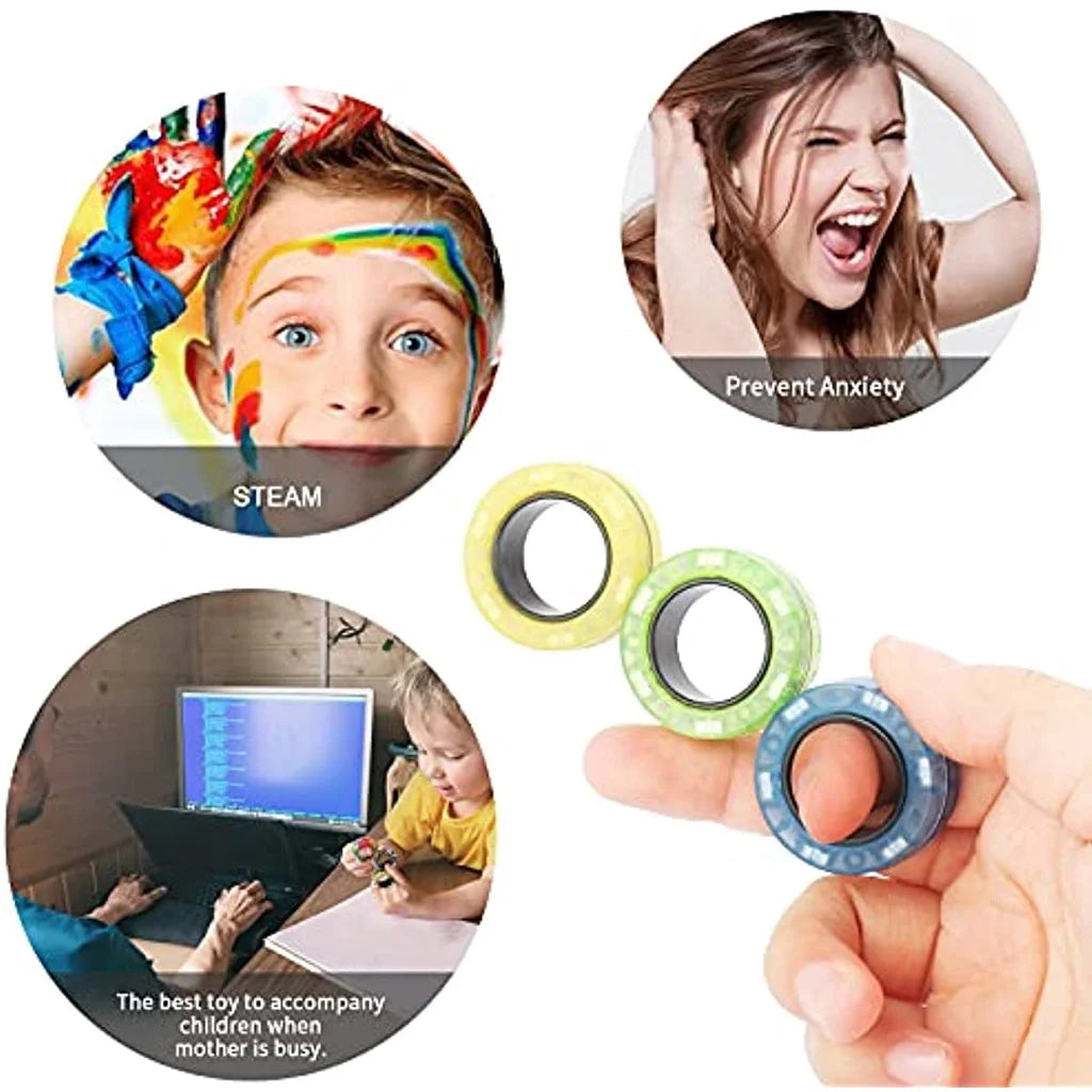 Magnetic Rings Fidget Toy Set Adult Fidget Magnets Spinner Rings Fidget Pack Great Gift for Adults Teens Kids