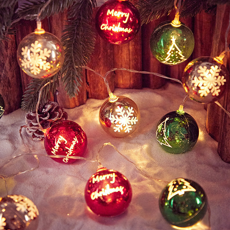 3Pcs Christmas Ball Lights String Snowflake Five-pointed Star Mirror Decorative Lights Electroplating Stars Room Decoration Christmas Lights String