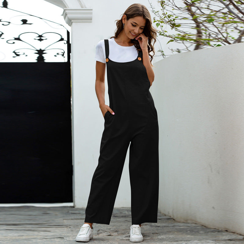 Women's Retro Casual Long Suspender Pants For Ladies
