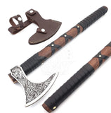 High Quality Carbon Steel Blade Wood Handle Hatchet Axe Outdoor Hand Forged Camping Axe With Protected Cover (Tomahawk Axe-79)