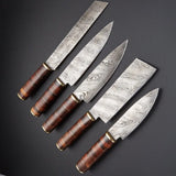 Handmade Custom Damascus Steel Chef Knife Set with Pure Leather Sheath Kitchen and Dining Knife Collection (Chef Knife-77)