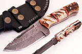 Handmade Custom 8-Inch Damascus Steel Skinner Knife High Quality Stainless Kitchen Chef Knife Wood Camping Outdoor Activities (Skinner Knife-13)