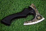 Handmade Custom Kitchen Pizza Cutter High Quality Carbon Steel Chef Knife with Leather Sheath  (Pizza Axe-6)