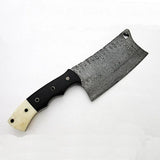 Top Quality Professional Custom Handmade Damascus Cleaver – 7-Inch Steel Blade Chef Kitchen Cleaver with Leather Sheath (Nakiri Knife-12)