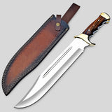 Handmade D2 Steel Knife Bundle 18 Inch Large Bowie Full Tang Fixed Blade Hunting Knives with Rosewood Handle (Bowie Knife-25)