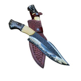 New Design 2025 Custom Handmade D2 Steel Bowie Knife With Camel Bone & Bull horn handle Perfect Premium Leather Sheath. (Bowie Knife-3)