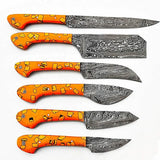 Custom Handmade Professional of Damascus Steel Kitchen Chef Knife Set Cutting Knife With Leather Sheath (Chef Knife-40)