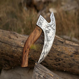 Hand Forged Viking Pizza Cutter Ash Wood Handle Kitchen Knife with Axe Design Viking Pizza Cutter Axe(Pizza Axe-26)