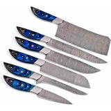 Customizable Multifunctional Damascus Steel Chef Knife Set Handmade with Professional Wood Handle Leather Bag for Kitchen Use (Chef Knife-63)