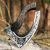 Handmade 10-Inch Carbon Steel Viking Pizza Axe Custom Kitchen Tool Ash Wood Bone Handle for Cutting Pizza Brownies Chef Knife (Pizza Axe-28)