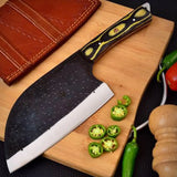 Professional 8-Inch Handmade Kitchen Chef Knife 1095 High Carbon Steel Nakiri Meat Cleaver with Wood Handle Slicing Utility Tool (Nakiri Knife-57)