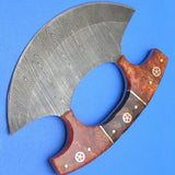Custom Handmade Damascus Kitchen Knife7 Inches Damascus Steel Pizza Cutter Chopping Boning Cutting Knife (Ullu Knife-17)
