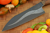 Handmade High Carbon Steel Etching on Blade Kitchen Chef Knife With Premium Leather Sheath (Chef Knife-3)