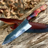 Custom Handmade Damascus Steel Blade Beautiful Kitchen Chef Knife With Leather Sheath (Chef Knife-128)