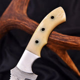 Best Quality Damascus Tracker Knife Custom Handmade Damascus Steel Hunting tracker Knives With White Bone Handle (Tracker Knife-2)