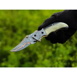 Limited Edition COPPER DAMASCUS STEEL Pocket Knife Handmade Horn Handle Folding Knife Unique and Personalized Gift (Folding Knife-7)