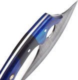 Handmade High Quality Chef Knife Custom Damascus Steel Pizza Cutter with Stainless Bone Leather Sheath for Kitchen Chopping (Ullu Knife-5)