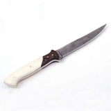 Custom Handmade Damascus Fillet Knife Damascus Steel Chef and Kitchen Knife with Pure Leather Sheath (Long Knife-3)