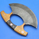 High Quality Single Cutter Damascus Steel Pizza Cutter Chef Knife Set Carbon Steel Blade Widely Used in Kitchen (Ullu Knife-8)