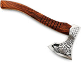 High Quality Outdoor Forged Hatchet Axe Carbon Steel Blade Wood Handle Damascus Steel Axe Head Cutting Protective Cover Included (Tomahawk Axe-71)