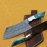 Custom Handmade Damascus Meat Cleaver – High-Quality Kitchen Knife with 7-Inch Blade (Nakiri Knife-10)