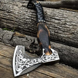 High Quality Custom Hand Made Damascus Tomahawk Hunting Hatchet Axe Hand Forged Wood Handle With Leather Sheath (Tomahawk Axe-81)