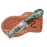 Custom Handmade Damascus Steel Skinner Pocket Knife Professional Resin Sheath Handle Wood Protective Cover Stainless (Skinner Knife-4)