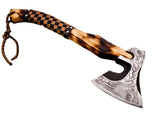 High Quality Handmade High Carbon Steel Axe Head Hatchet Axes Hand Forged Beautiful Pattern With Leather Sheath (Tomahawk Axe-73)