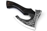 Handmade Viking Pizza Axe Custom Gift Forged High Carbon Steel Stainless Steel Knife Set for Cooking with Leather Sheath (Pizza  Axe-30)