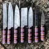 Handmade Damascus Steel Chef Set Professional Custom Kitchen Knife with Protective Cover Custom Knife Set (Chef Knife-39)