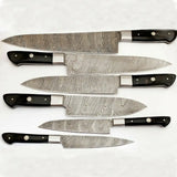 Custom Handmade Damascus Chef Knife Sets and Kitchen 6 Pcs Knife Set With Pure Leather Bag (Chef Knnife-48)