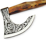 Professional Multi Function Stainless Steel 440c Blade Wood Handle Hatchet Axe Outdoor Camping Axe With Leather Sheath (Tomahawk Axe-31)