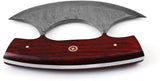 Handmade Custom Kitchen Chef Knife High Quality Damascus Steel Pizza Cutter Stainless Steel Wood Leather Sheath Fruit Food Gifts (Ullu Knife-7)