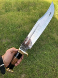 Custom Handmade Hunting Knife D2 Steel Blade Leather Handle With Protection Leather Cover Outdoor Knives. (Bowie Knife-26)