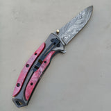 Handmade Damascus Steel Folding Knife Pocket Knives for Camping, Hiking Inner Lock Folding Knife (Folding Knife-2)