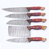 Handmade Custom Damascus Steel Chef Knife Set with Stainless Steel Blade Free Leather Sheath for Kitchen Dining Use (Chef Knife-34)