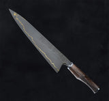 Brass Chef Knife 13 Inch Carbonn Steel Blade With Brass Line Natural Wood Handle With Leather Sheath (Chef Knife-104)