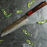 Handmade High Carbon Steel Handforged on Blade Kitchen Japanese Chef Knife With Premium Leather Sheath (Chef Knife-109)