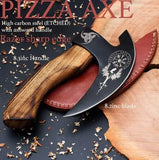 Original Custom Hand Forged Steel Pizza Axe Viking Bearded Chef Knife Best Carbon Steel Blade for Camping Christmas Gift (Pizza Axe-4)