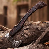 High Carbon Steel Hunting Sharp Blade Viking Axe Handmade Engraving Wood Handle Camping Hunting Survival Axe (Tomahawk Axe-47)