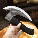Handmade Pizza Cutter Axe 9.5 Inch Carbon Steel 1095 Blade Natural Wood With Leather Sheath (Pizza Axe-32)