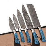 Custom Handmade Damascus Steel Kitchen Chef Set Knife with Leather Cover High Quality Product (Chef Knife-26)