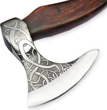High Quality Carbon Steel Blade Damascus Axe Head Outdoor Camping Wood Handle Hand Forged with Free Leather Sheath (Tomahawk Axe-70)